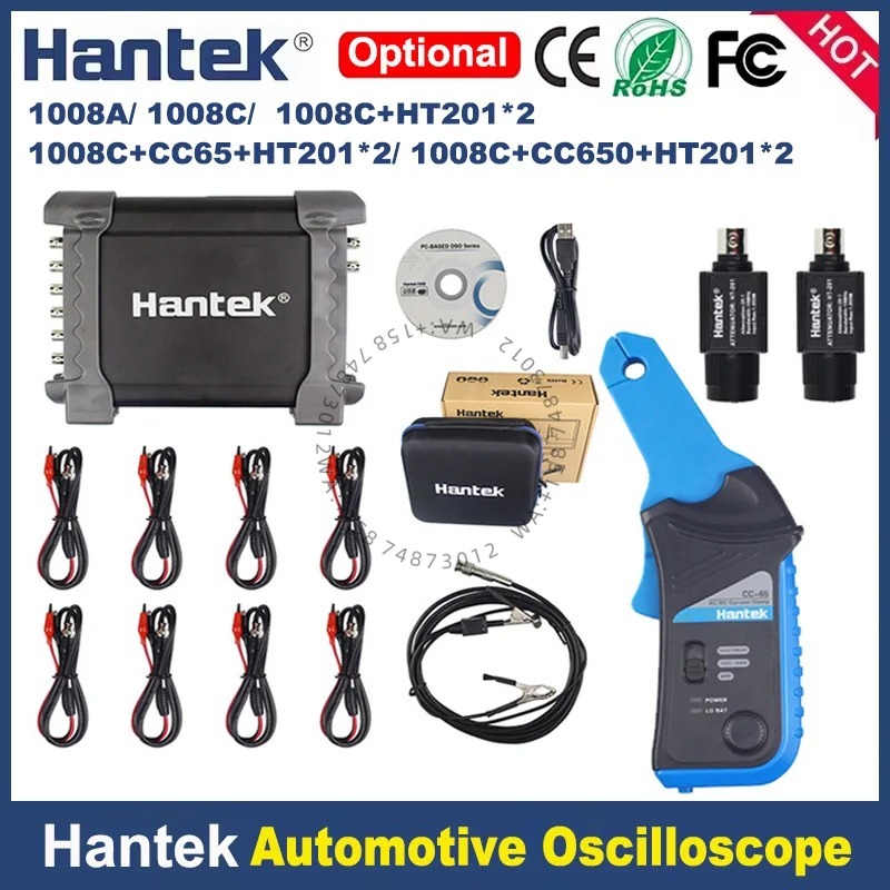 Automotive Diagnostic Oscilloscope 8 Channel - Hantek 1008c Car Diagnostic Instrument +HT201