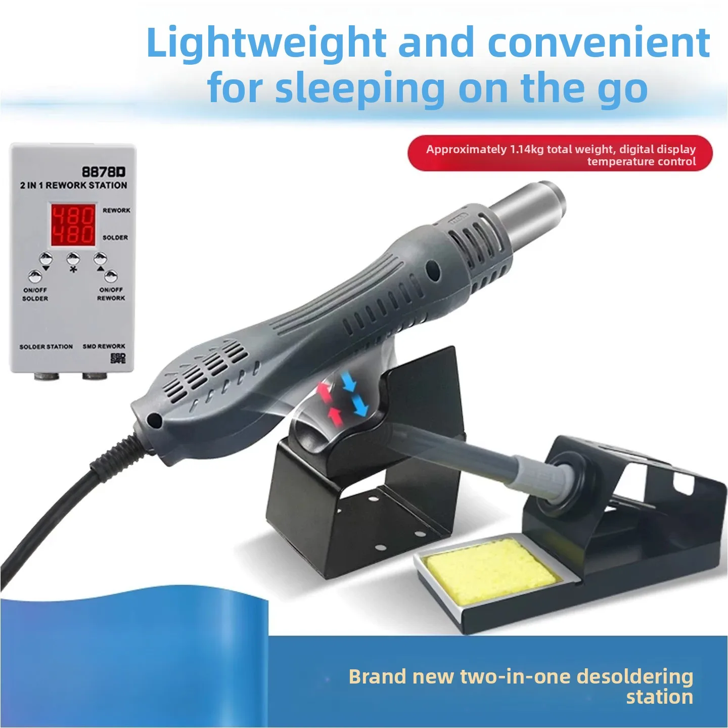 8878D 2-in-1 Rework Station –  - đánh giá và giá Smd Rework Station Hot Air Soldering 2 In 1